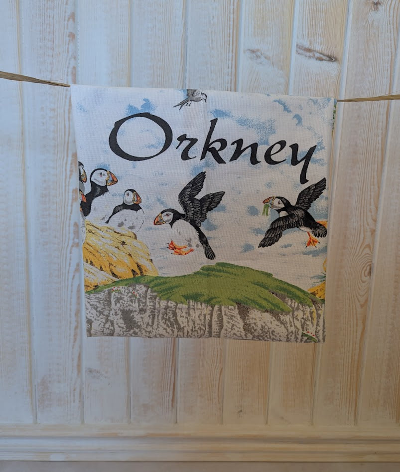 Tea Towel - Orkney Puffins